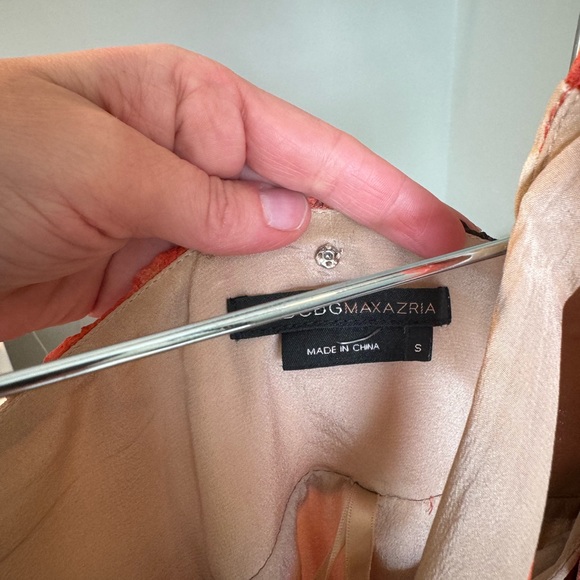 BCBGMAXAZRIA Size 6 Silk Orange, Cream, Brown Halter dress - Picture 2 of 4